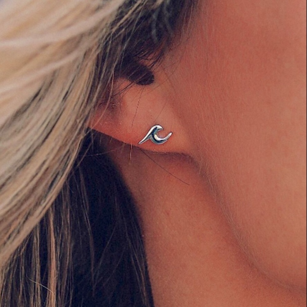 Pura Vida Silver Wave Stud Earrings